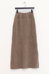 SWAYING 25 Fall/Winter Collection: Fringe-trimmed Yak Wool Maxi Skirt SW-SW25AW3B15C1S2-HZ (Gray-Brown)